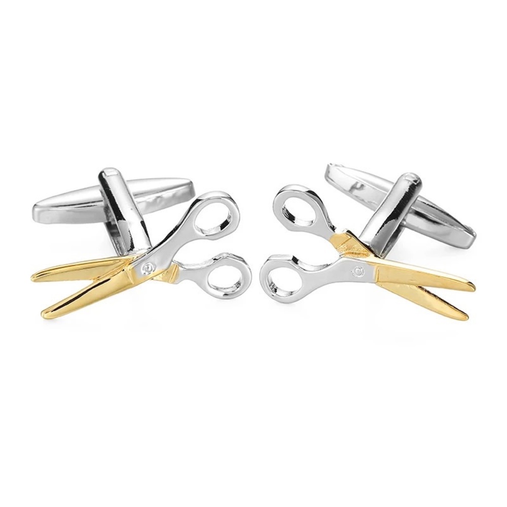 Gold and Silver Scissor Cufflinks - Picture 1 of 15